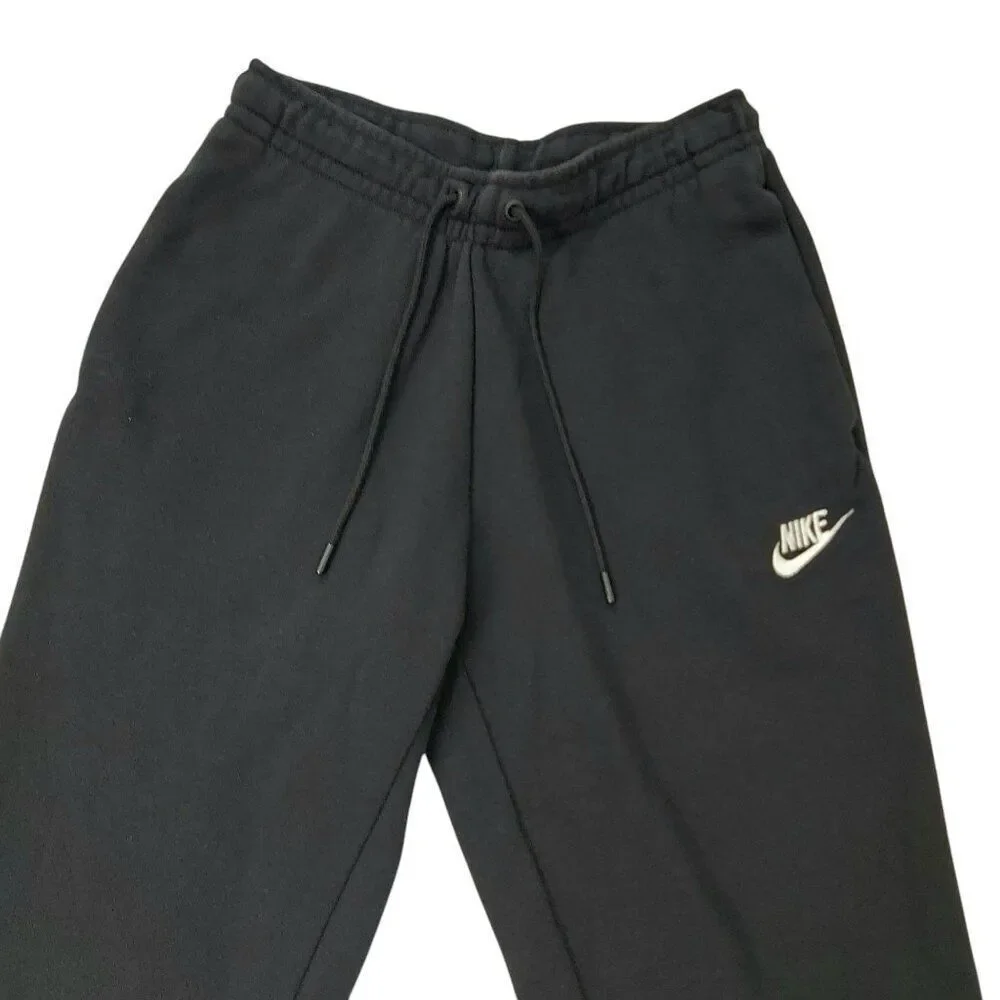 Nike Sweatpants Junior XS Black Swoosh Fleece Knit Comfy Athletic Performance